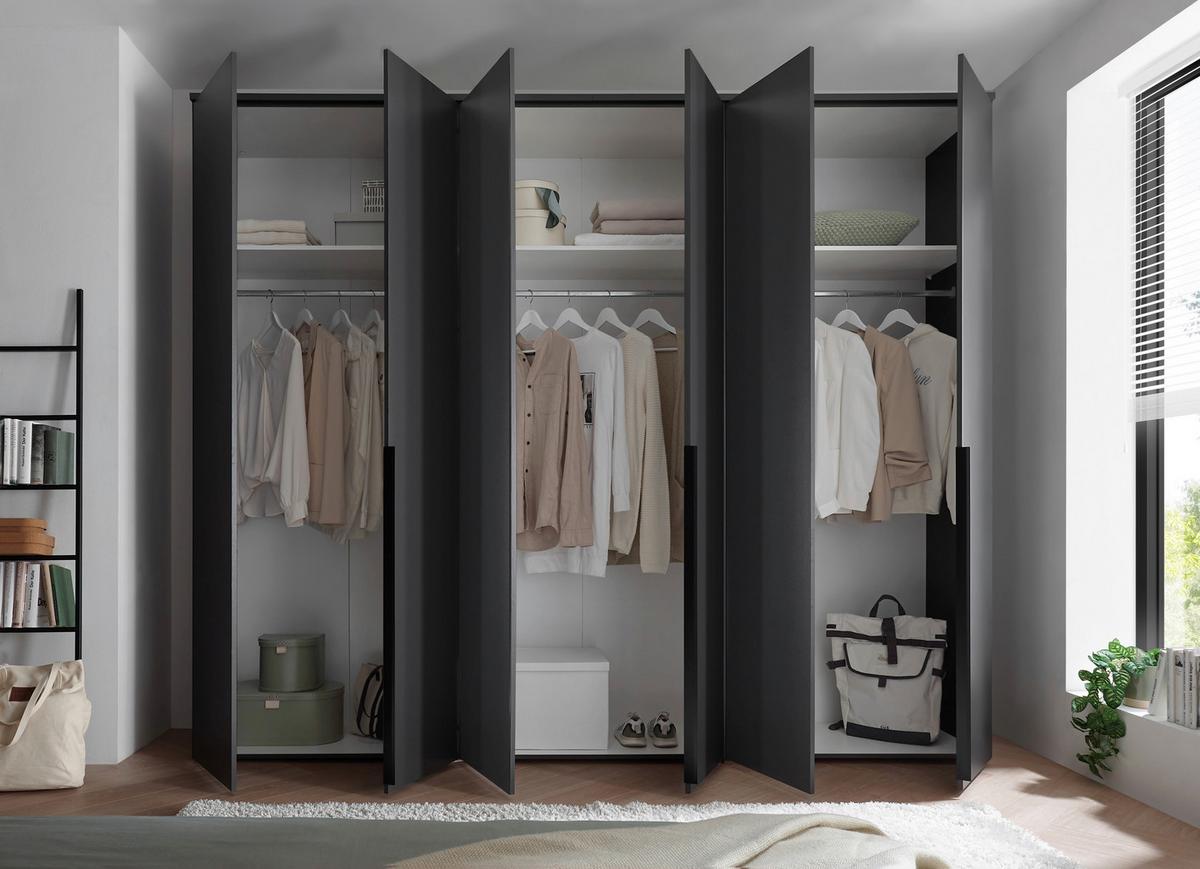 Drehtürenschrank 270 Cm Kevo Graphitfarben - Graphitfarben, MODERN, Holzwerkstoff (270/225/52cm) - Carryhome
