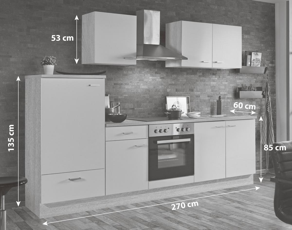Küchenblock Classic Küchenblock - Weiß/Sonoma Eiche, KONVENTIONELL, Holzwerkstoff (270cm) - Menke