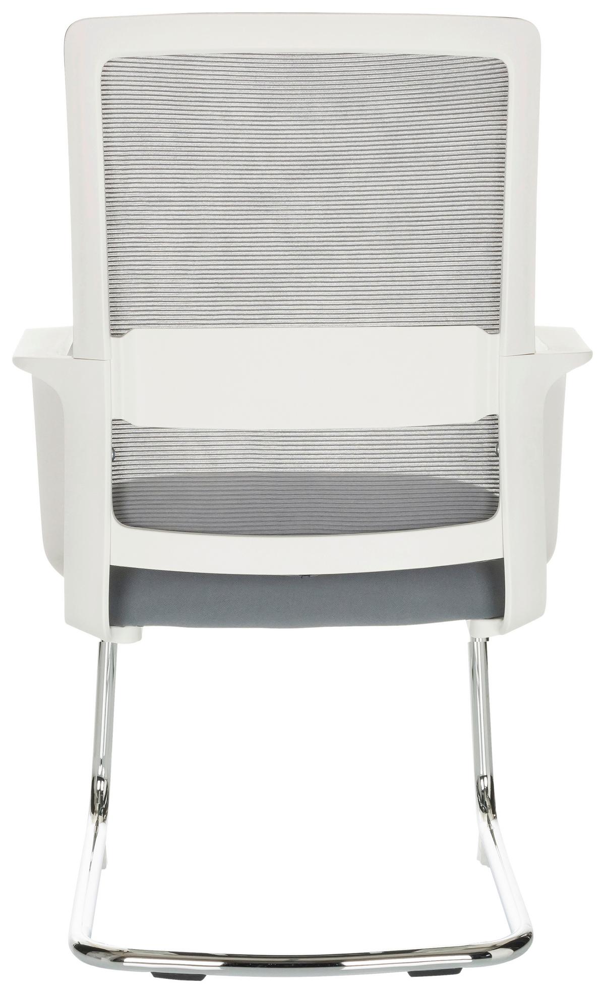 Besucherstuhl Visiter W - Silberfarben/Weiß, Basics, Kunststoff/Textil (60/97-98/60cm) - MID.YOU