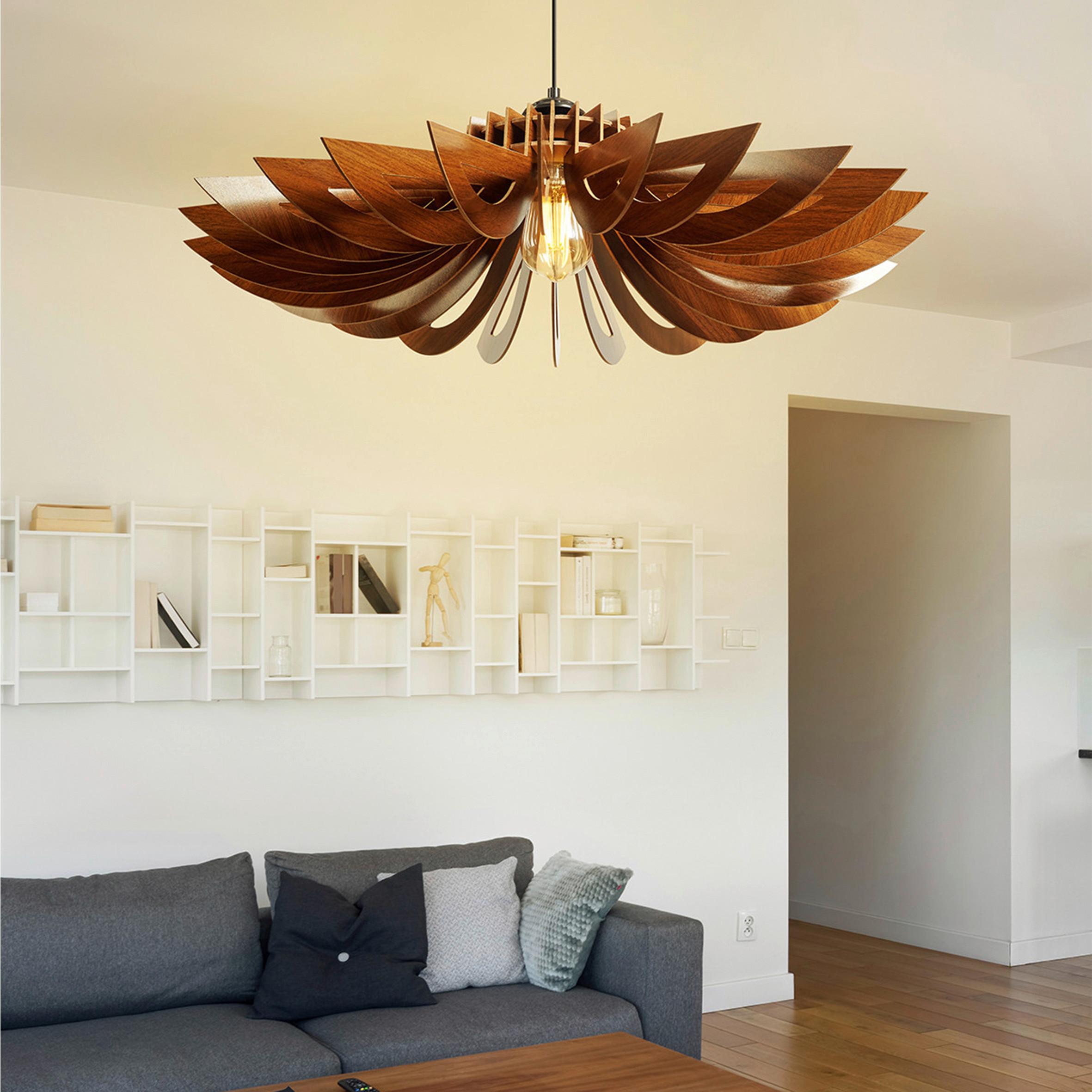 Deckenleuchte, E27 3808007401 - Walnussfarben, Trend, Holz (68/68/50cm) - P & B