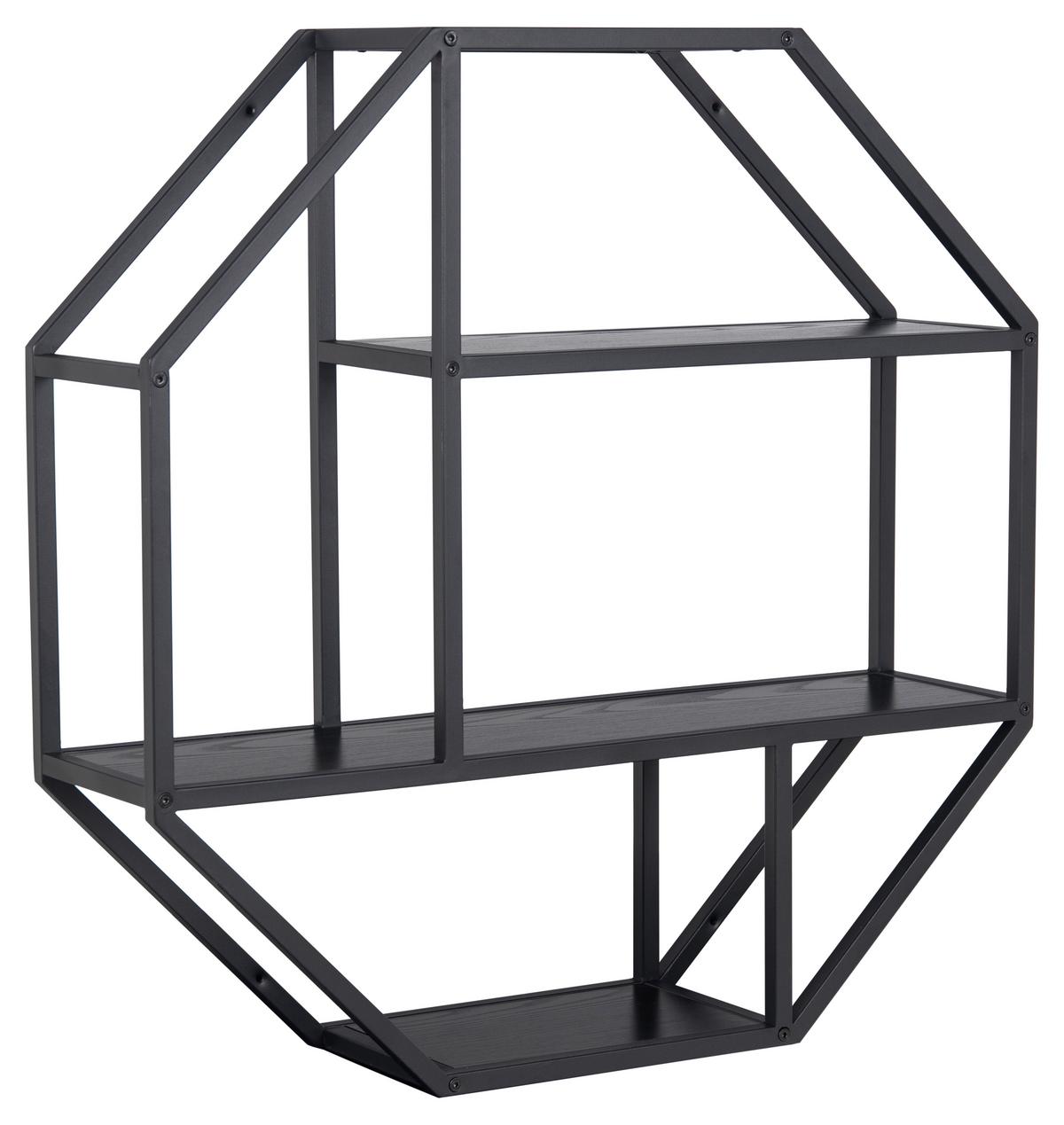 Nástěnný regál SEAFORD TREND - černá, Trend, kov/kompozitní dřevo (77/77/20cm) - Livetastic