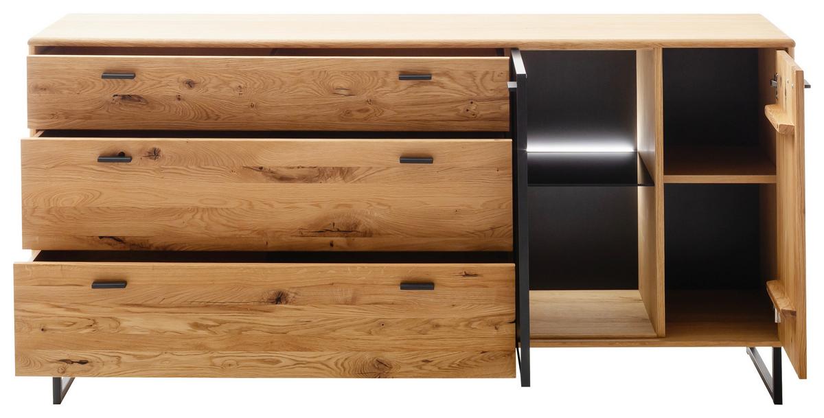 Sideboard Arezzo Wildeiche B: 179 cm - Wildeiche/Anthrazit, Design, Glas/Holz (179/85/44cm) - MID.YOU