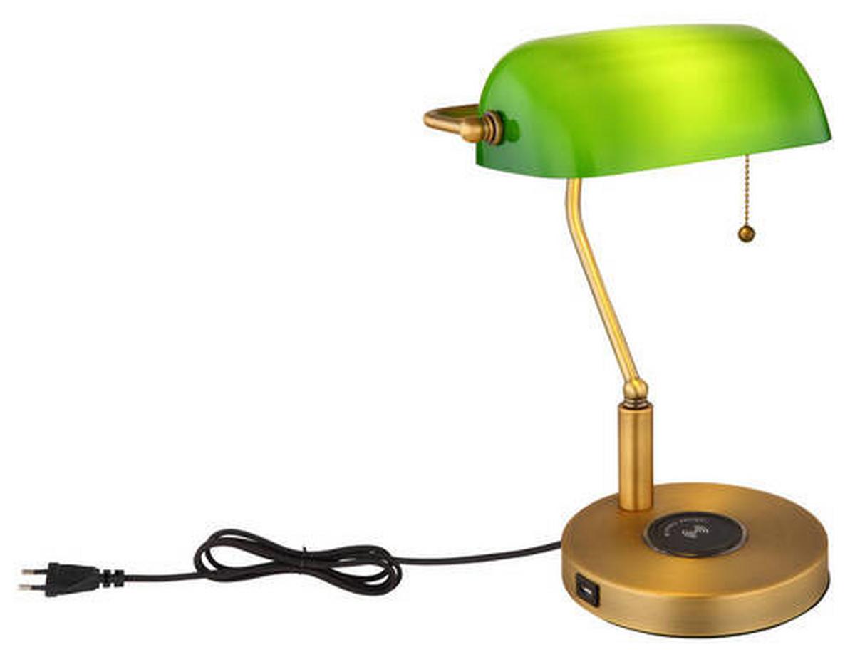Tischleuchte 2491w - Messingfarben/Weiß, KONVENTIONELL, Glas/Metall (26,5/25/36cm) - Globo