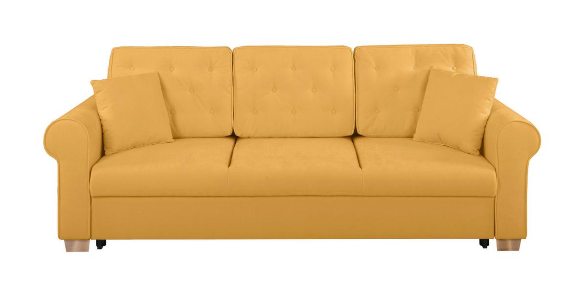 Schlafsofa Arles, Gelb 48 B: 240 Cm - Gelb/Buchefarben, Design, Textil (240/94/98cm) - MID.YOU