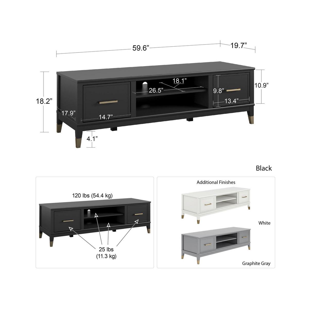 Lowboard Westerleigh Graphitfarben B: 152cm - Graphitfarben/Grau, Design, Holzwerkstoff/Metall (152/47/50cm) - MID.YOU