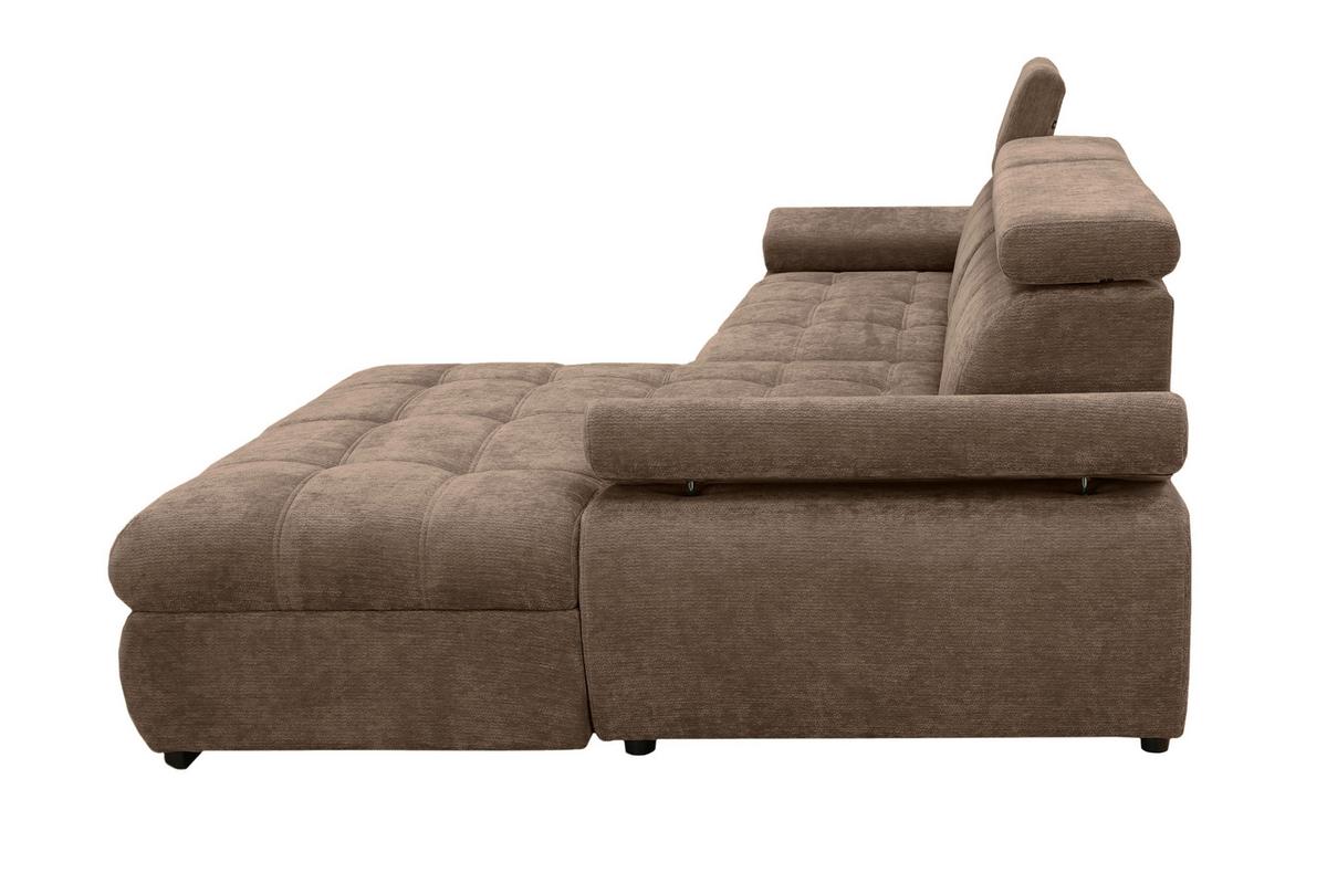 Rohová sedačka VEGAS, pravá, hnědá žinylka - černá/hnědá, Design, dřevo/textil (294/173cm)