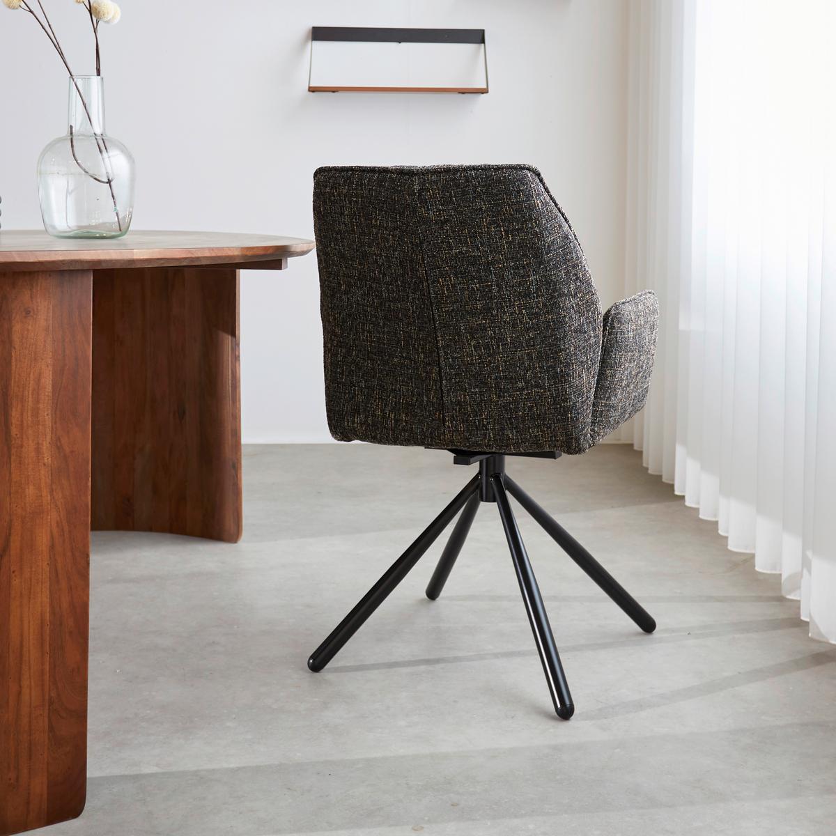 Armlehnstuhl-Set Donny Schwarz B: 57,5 cm - Schwarz, MODERN, Textil/Metall (57,5/92/52cm) - MID.YOU