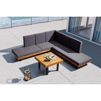 Zahradní sedací souprava GIANNY - šedá/barvy akácie, Moderní, kov/dřevo (232/72/72cm) - Bessagi Garden