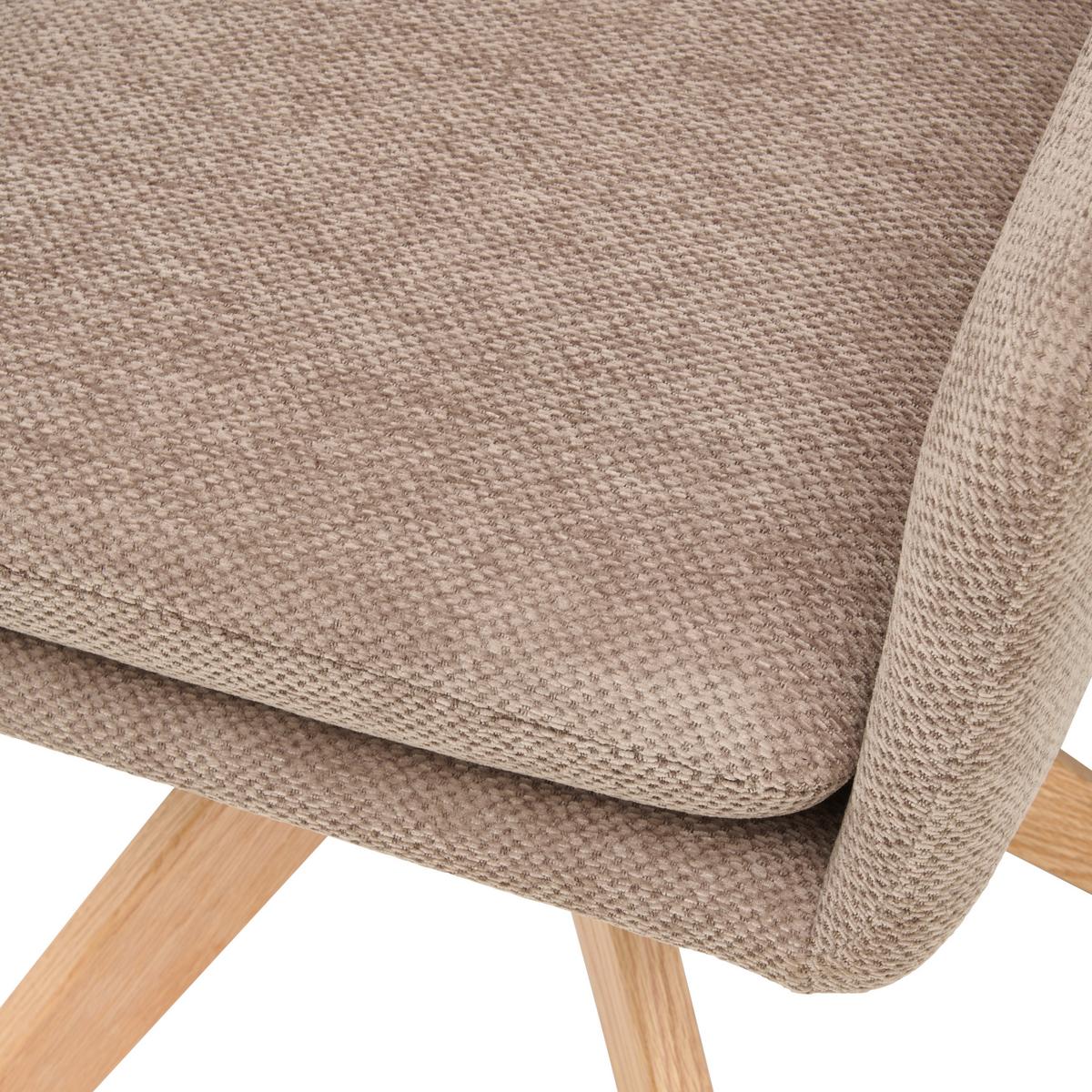 Armlehnstuhl Marley Webstoff Braun, B: 59 cm - Braun/Naturfarben, KONVENTIONELL, Holz/Textil (59/89/65cm) - Livetastic