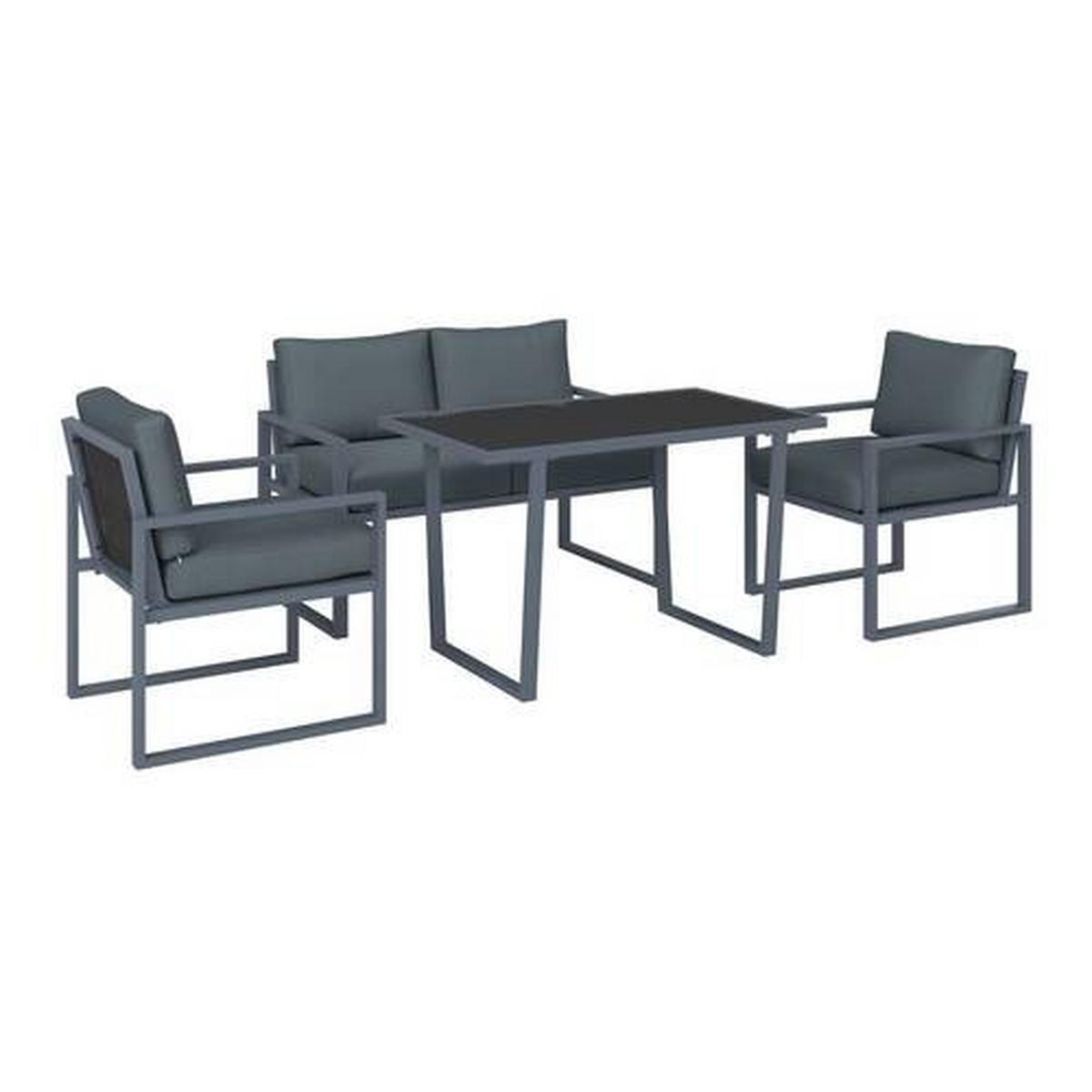 Loungegarnitur Prag - Dunkelgrau/Schwarz, MODERN, Glas/Textil - Beldano