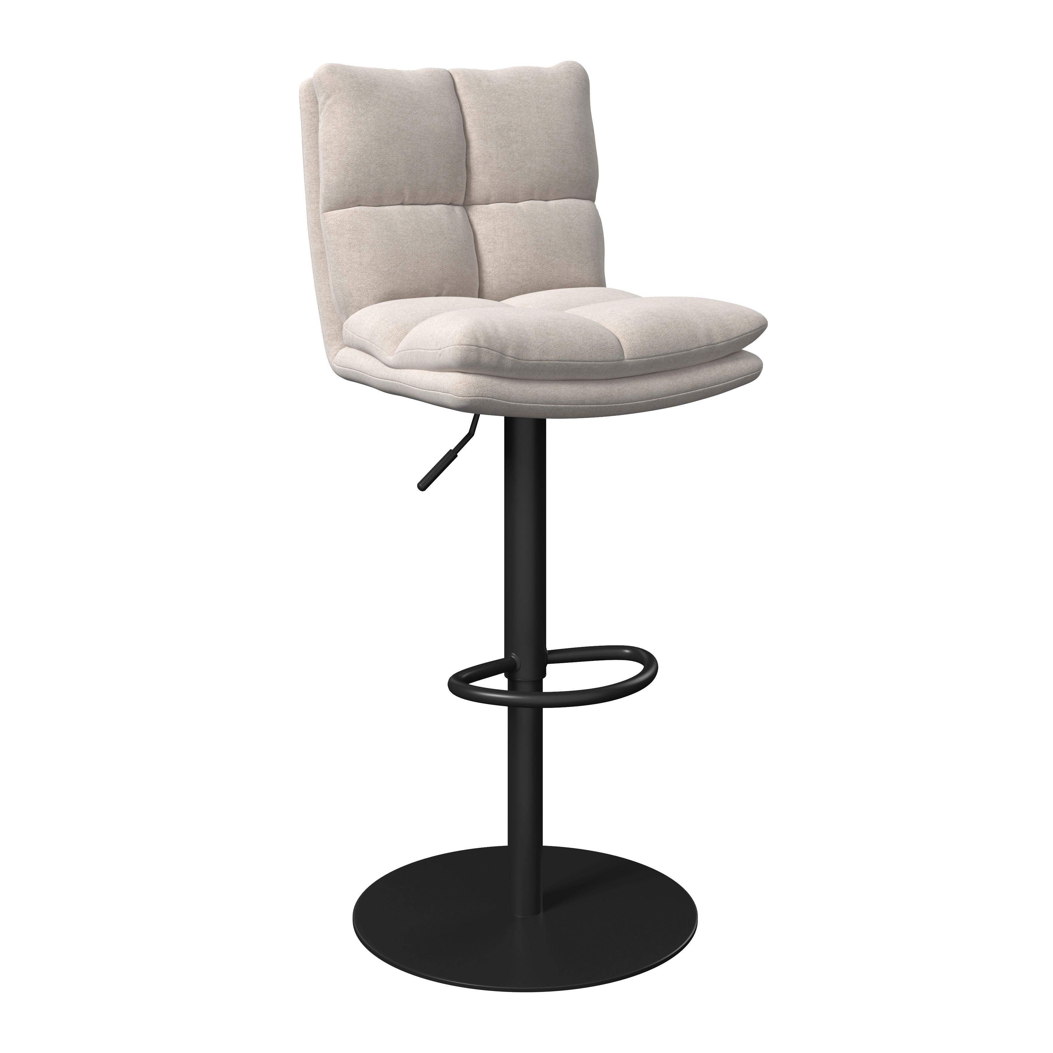 Barová stolička Caja, krémová - čierna/krémová, Modern, kov/drevo (47/87-107/49cm) - Bessagi Home