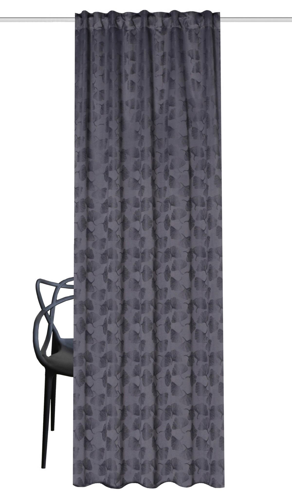 Fertigvorhang Gingko - Anthrazit, Trend, Textil (135/245cm)