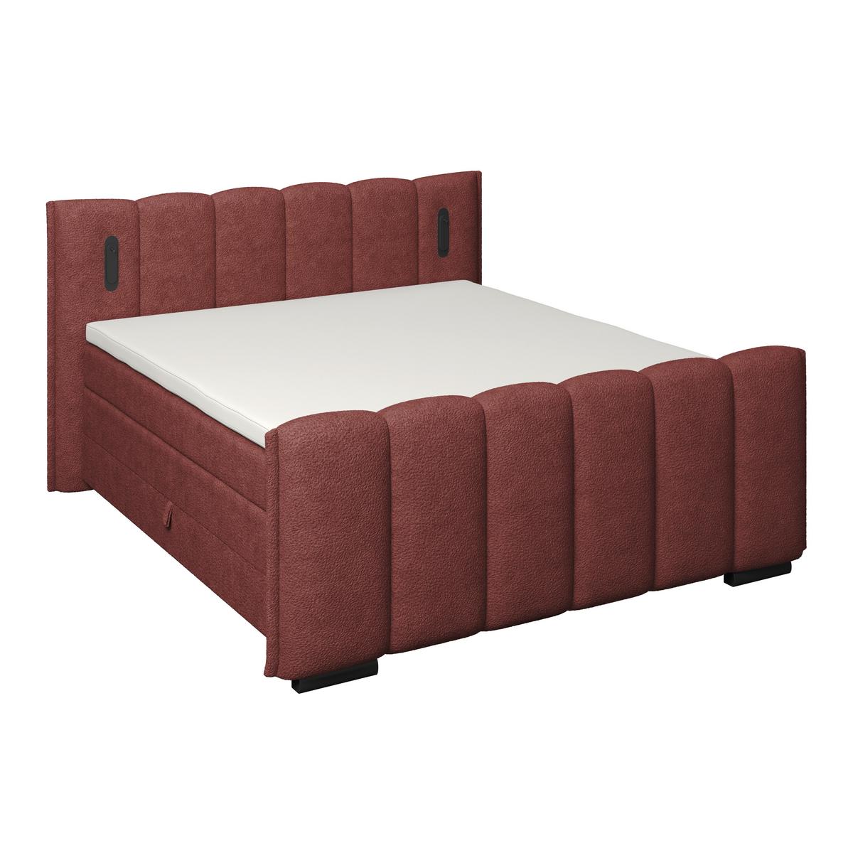 Boxspringbett Elysia inkl. Bettkasten 200x200 - Bordeaux/Schwarz, Trend, Holz/Holzwerkstoff (200/200cm) - Luca Bessoni