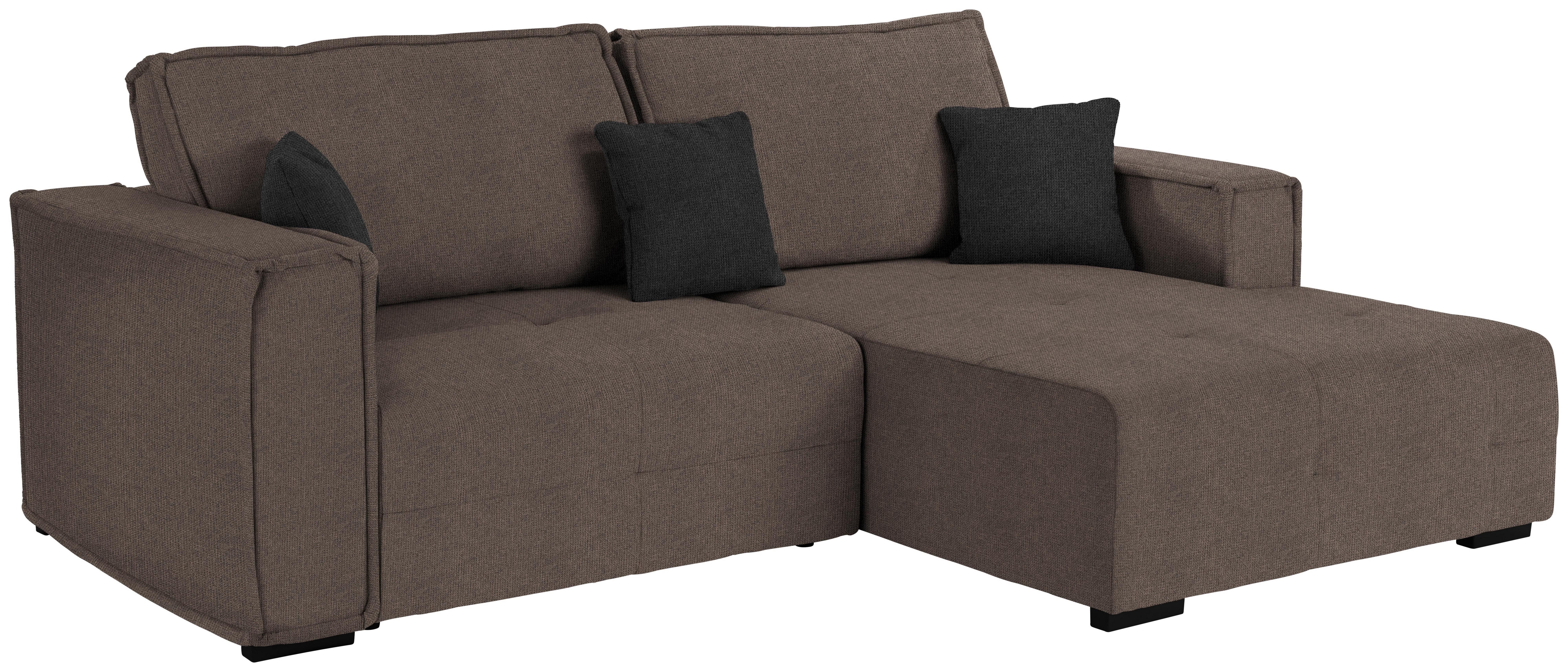 Wohnlandschaft In L-Form Tommy 265x167 cm - Taupe/Dunkelgrau, LIFESTYLE, Holz/Textil (265/167cm) - Luca Bessoni