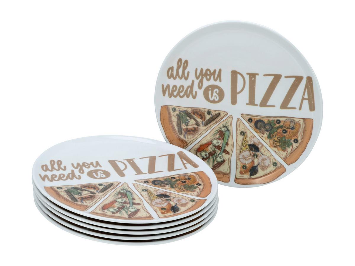 Tanie na pizzu YOU NEED PIZZA, 6-dielny - biela, Trend, keramika (33cm) - Creatable