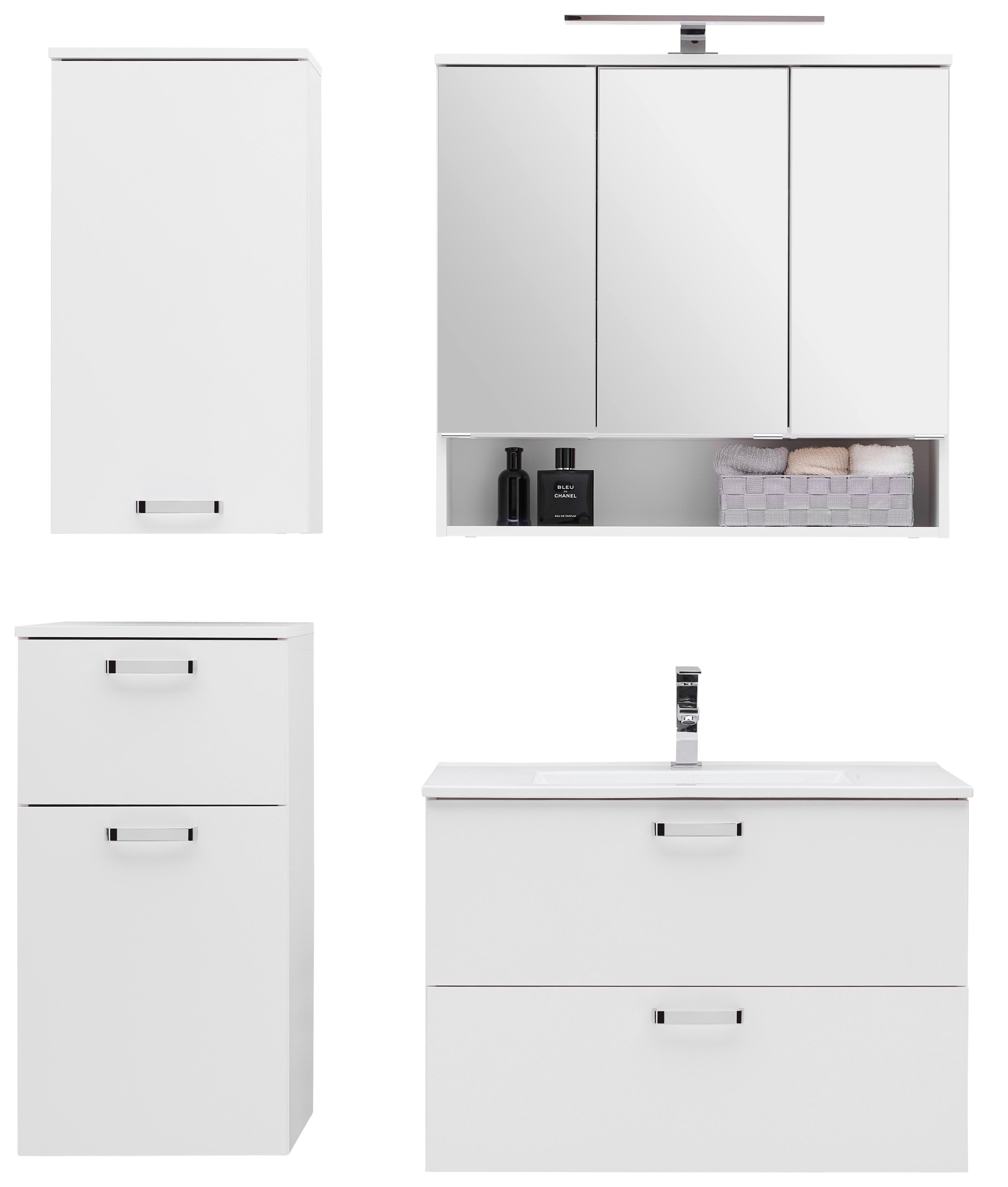 Badezimmer Fresh Weiß 5-teilig - Weiß, KONVENTIONELL, Holzwerkstoff (120/168,5/46,5cm) - Ondega
