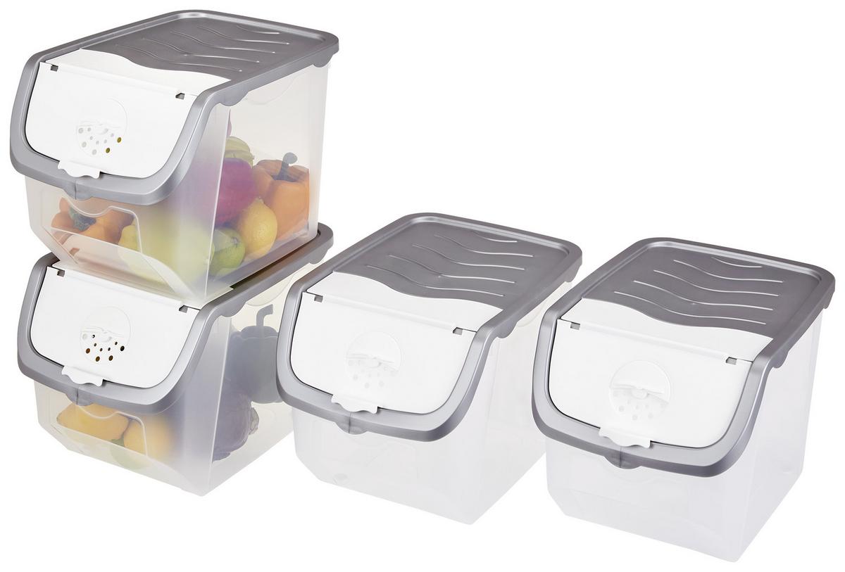 Aufbewahrungsbox Jan 23,5x23,5x32,5 Cm - Klar/Grau, Kunststoff (23,5/23,5/32,5cm) - Homezone