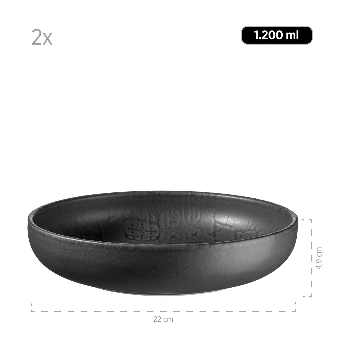 Kombiservice Steinzeug Schwarz 8--Teilig. - Schwarz, Basics, Keramik - Mäser