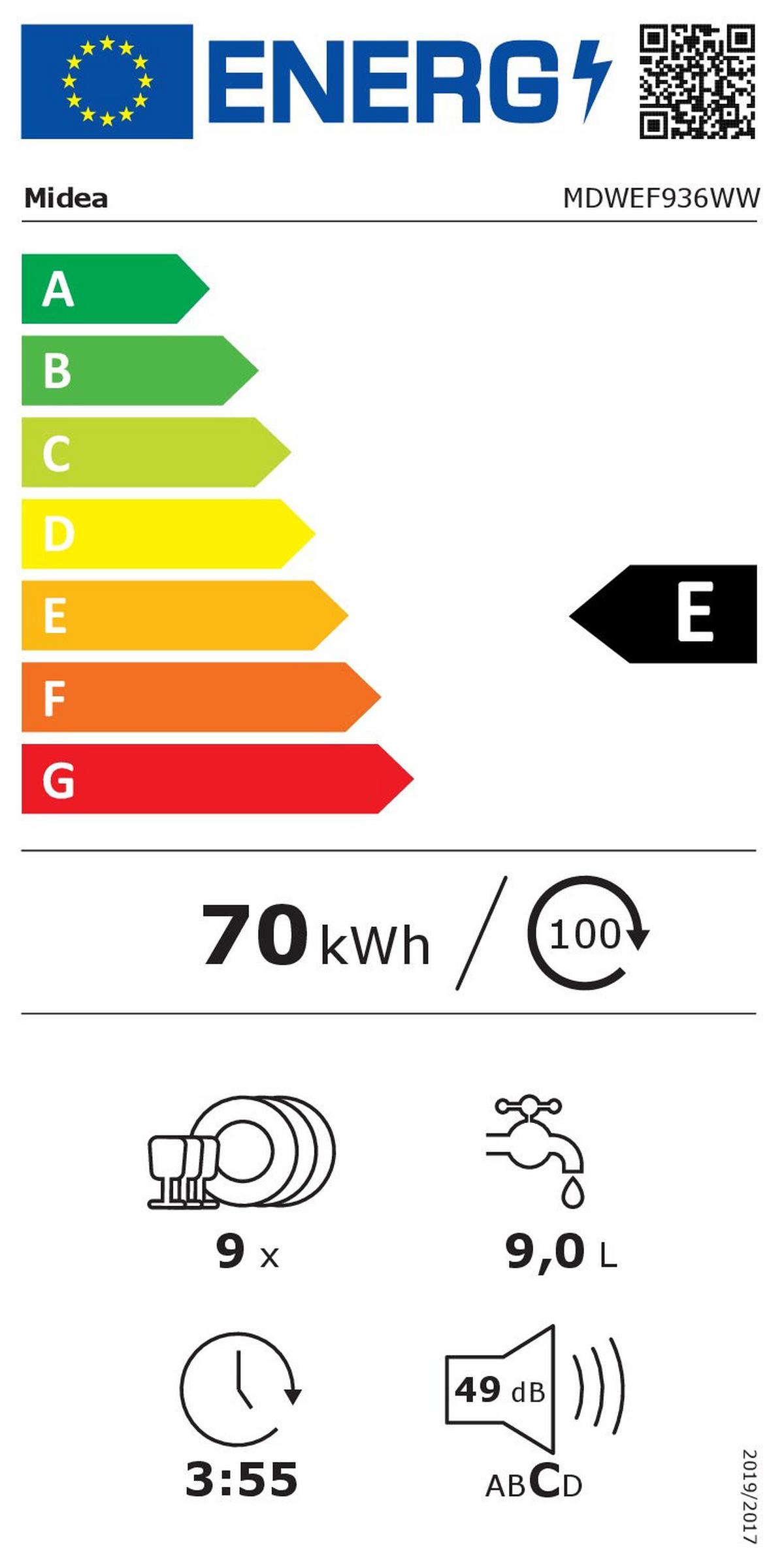 Geschirrspüler Mdwef936ww Geschirrspüler - Schwarz/Weiß, Basics, Kunststoff/Metall (44.8/84.5/60cm) - Midea