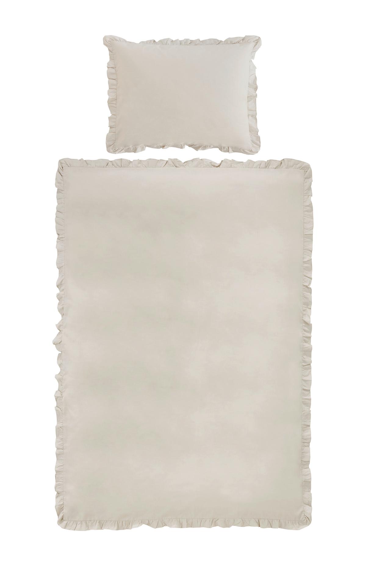 POSTEĽNÁ BIELIZEŇ Ruschen, 70/90 140/200cm - piesková, Romantik / Landhaus, textil (140/200cm) - Zandiara