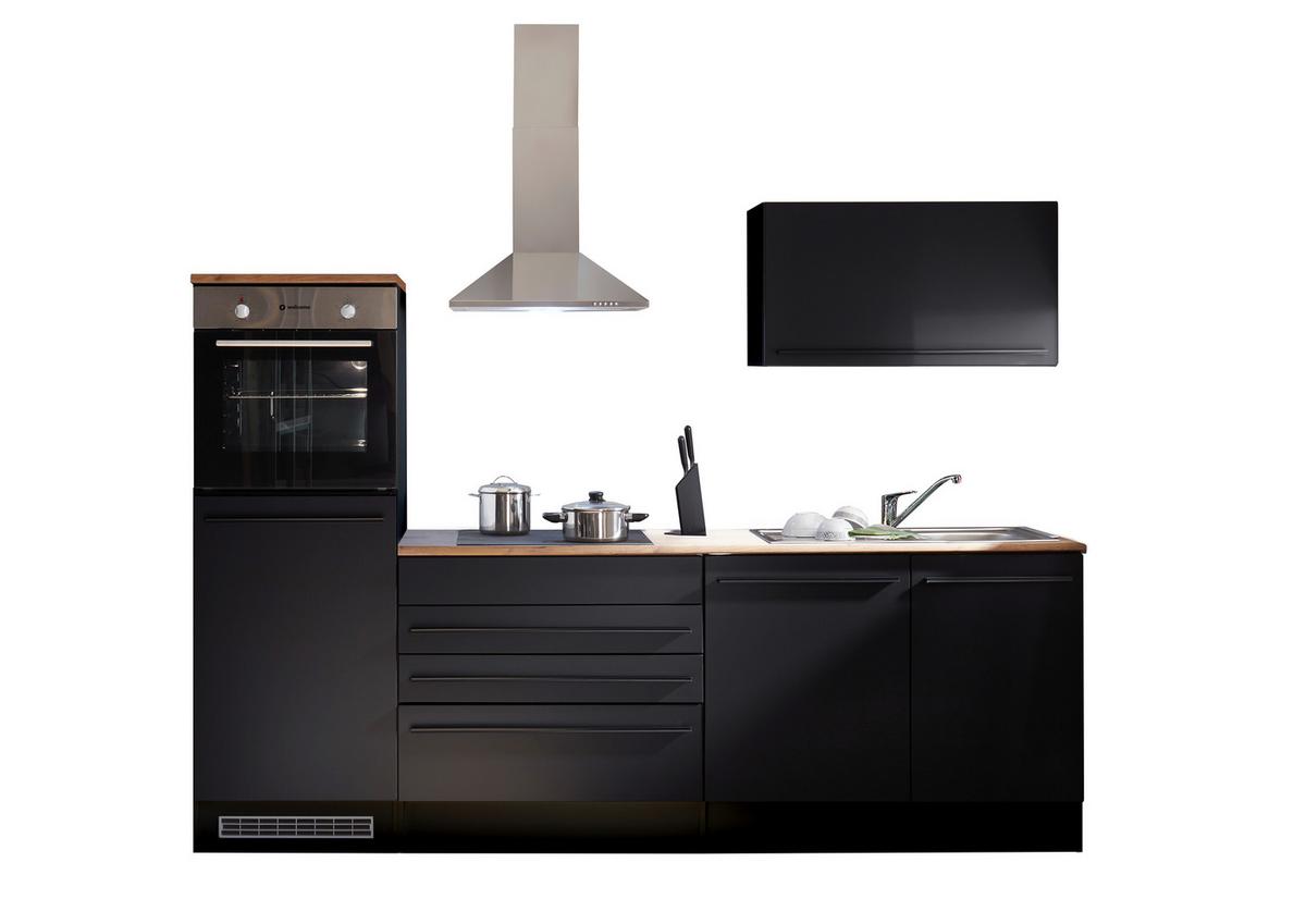 Küchenzeile Jazz 6 ohne Geräte 260 cm Schwarz - Eichefarben/Schwarz, KONVENTIONELL, Holzwerkstoff (260cm) - P & B