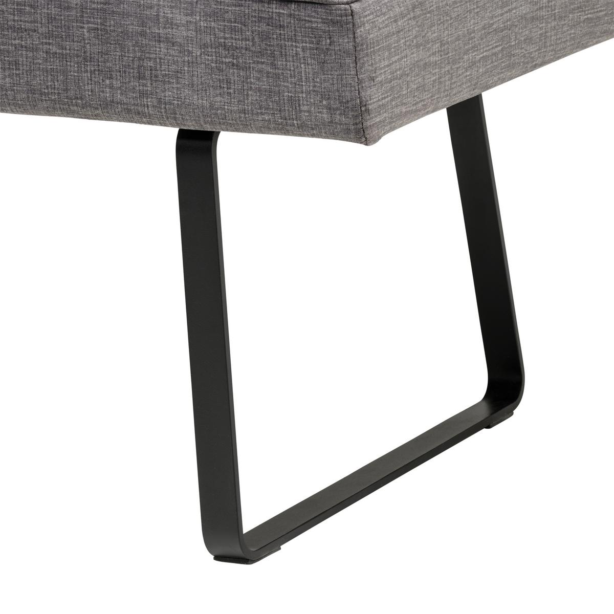 Sitzbank Tilos mit Lehne Samt dunkelgrau, B: 140 cm - Dunkelgrau/Schwarz, KONVENTIONELL, Textil/Metall (140/88/62cm) - MID.YOU