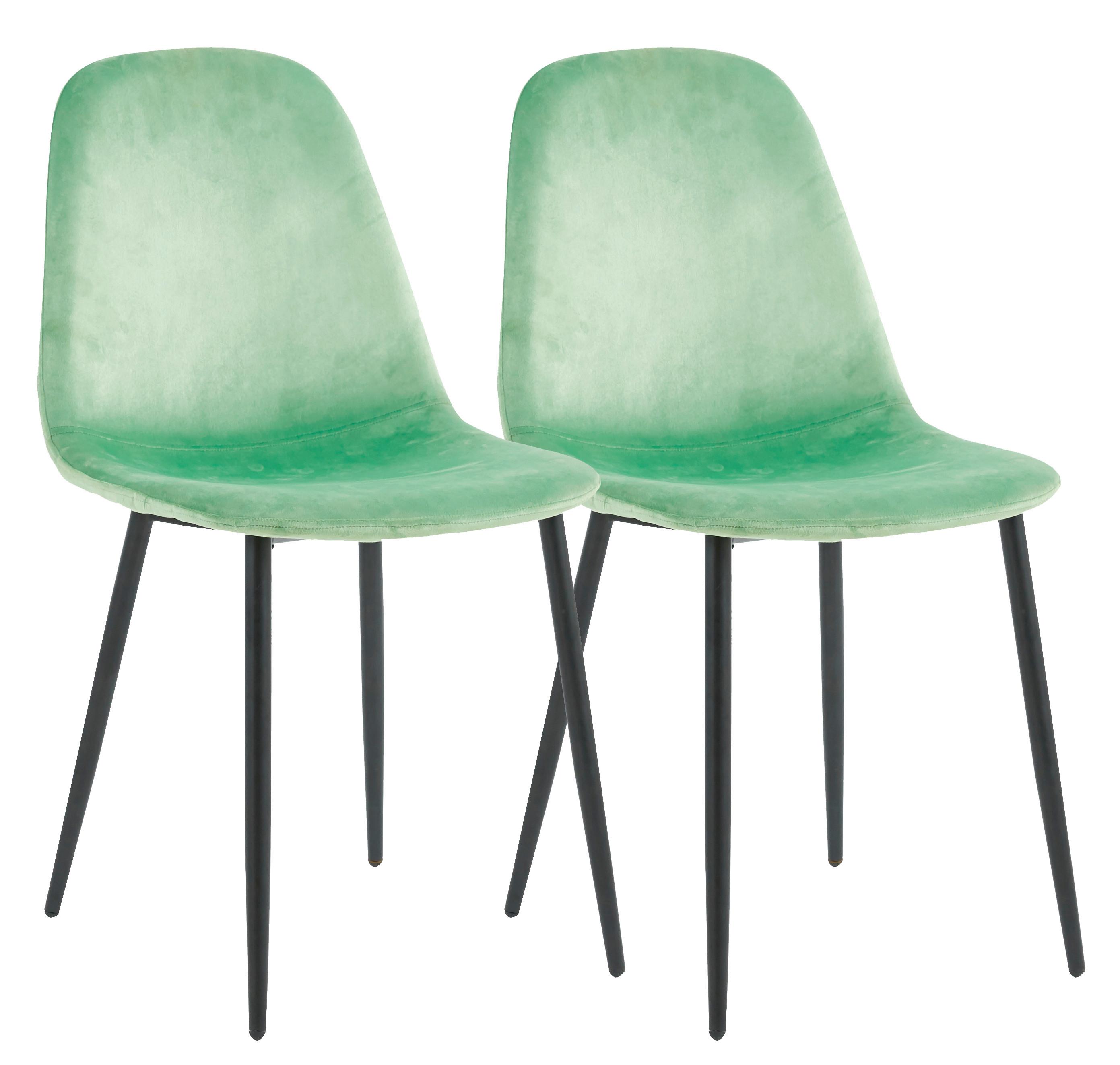 Stuhl-Set Fiolo 2er Mintgrün B: 41 cm - Schwarz/Mintgrün, Design, Holzwerkstoff/Textil (41/84/44cm) - MID.YOU
