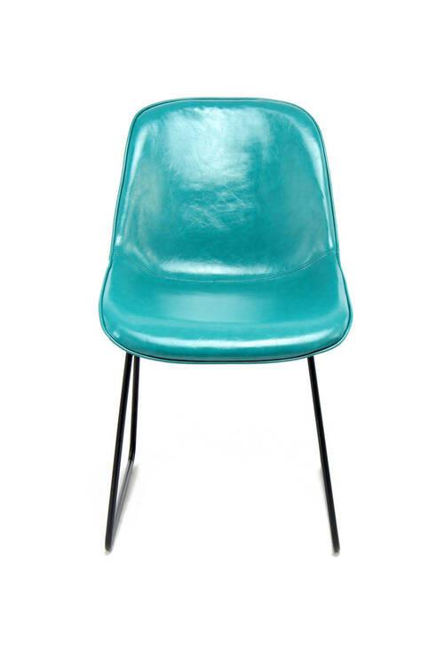 Sada stoličiek petrolejová - modrá/petrolejová, Design, kov/koža (49,5/81/64,5cm)