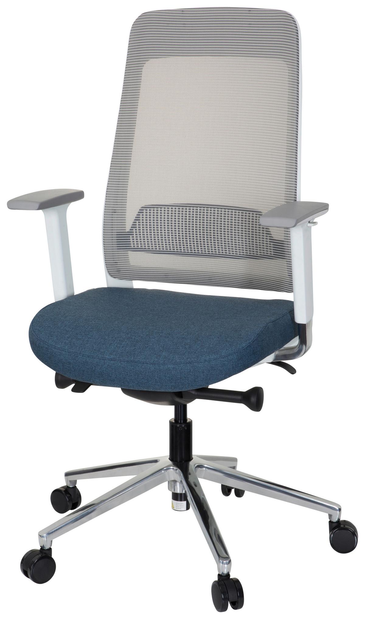 Drehstuhl Chiaro T2 White Blau/grau/weiß - Blau/Weiß, MODERN, Kunststoff/Textil (67/118/63cm) - MID.YOU