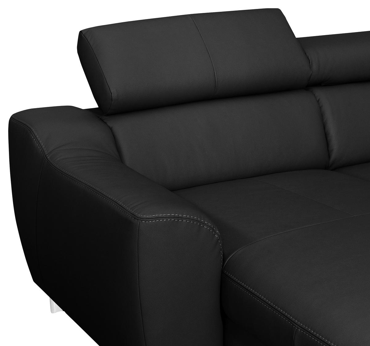 Wohnlandschaft Aspen Schwarz U-Form: 175 Cm - Chromfarben/Schwarz, Design, Leder/Textil (175/315/175cm) - Livetastic