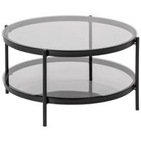 Couchtisch Glas Mit Ablage Rund Bayonne, Rauch/schwarz - Schwarz, KONVENTIONELL, Glas/Metall (75/75/42cm) - MID.YOU