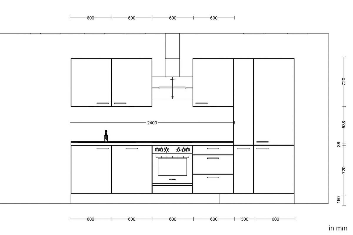 Kuchyňská linka 330 cm, dekor dub Havanna - černá/tmavý dub, Moderní, kov/kompozitní dřevo (330cm) - Nobilia