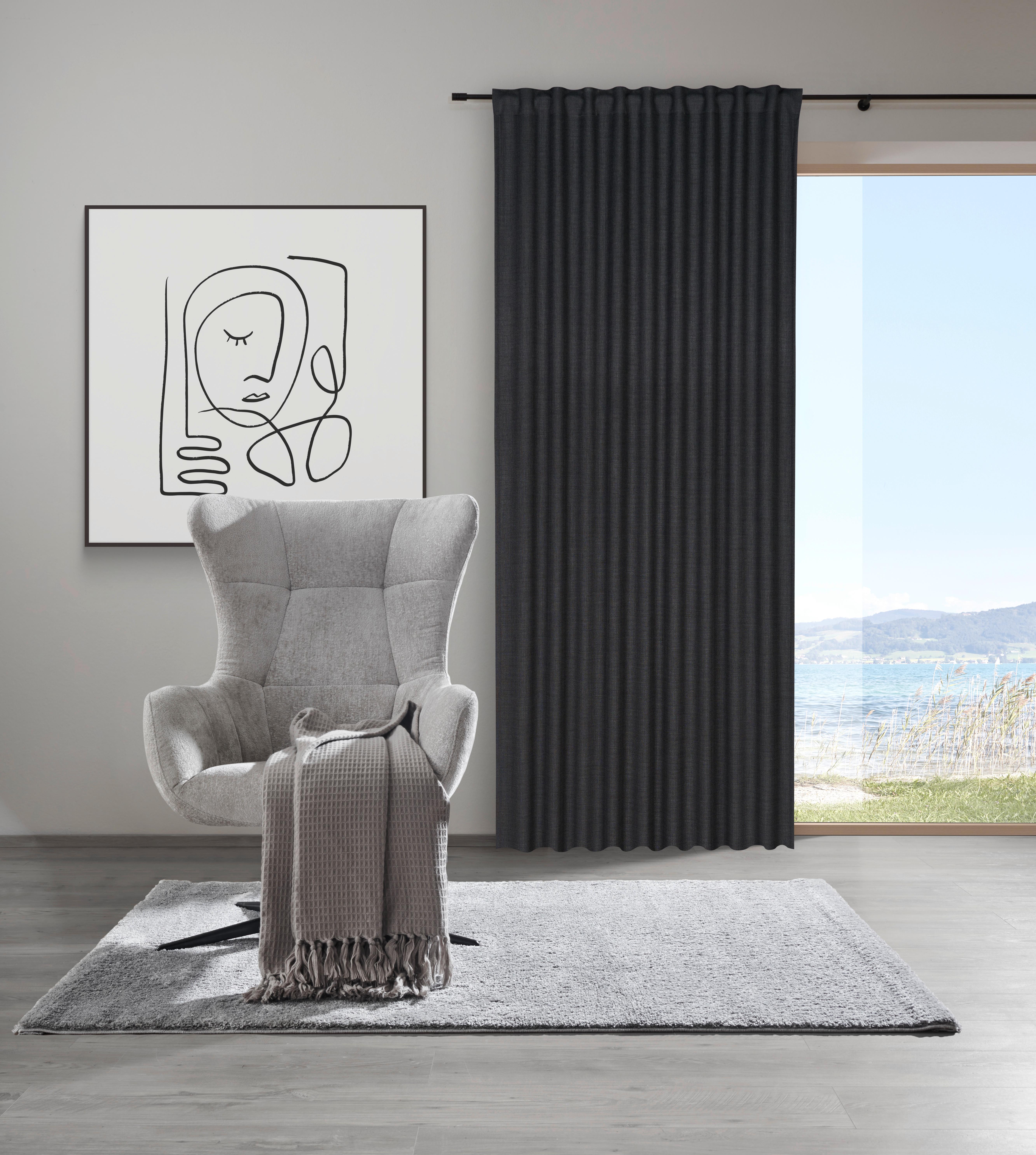 HOTOVÝ ZÁVĚS LEO - černá, Moderní, textil (135/300cm) - Premium Living