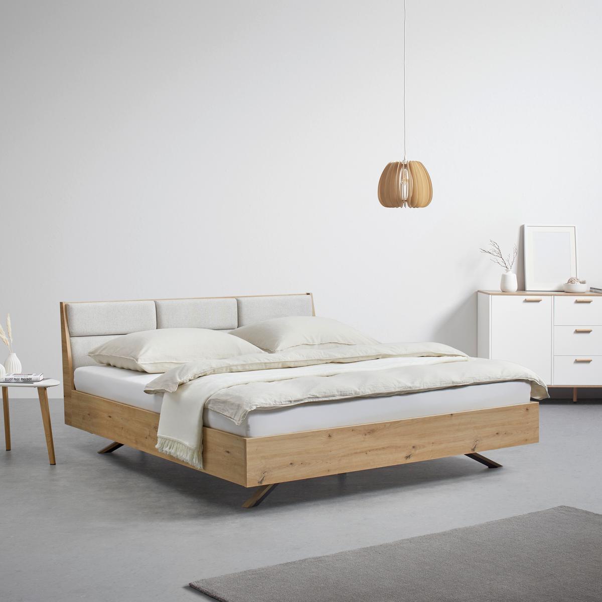 Manželská posteľ Dormio, šampanská/dekor dub 180x200 - čierna/šampanská, Modern, kov/drevo (180/200cm) - Bessagi Home