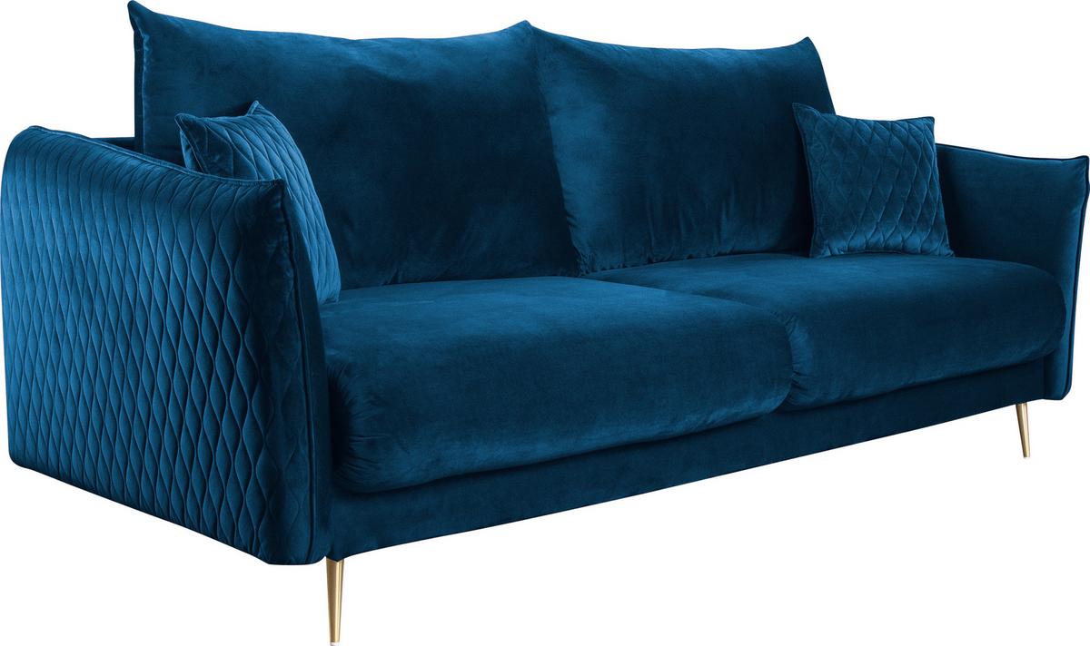 2-sitzer-sofa Mit Schlaffunktion Empoli B: 235cm - Blau/Goldfarben, Design, Textil (235/96/104cm) - MID.YOU