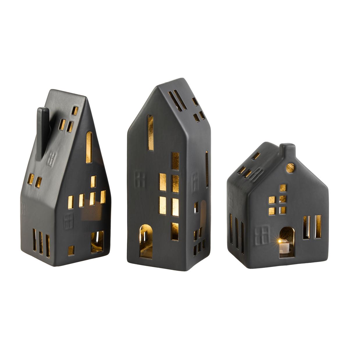 Dekoračný dom LED/tepla biela - čierna, Konventionell, keramika (7,8/20,7/7,8cm) - Mömax