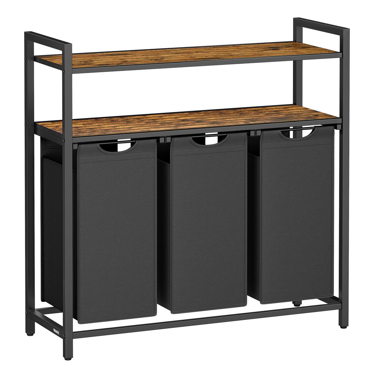 Wäschekorb Luandry Basket - Schwarz/Braun, MODERN, Holzwerkstoff/Metall (92,5/92/33cm) - MID.YOU