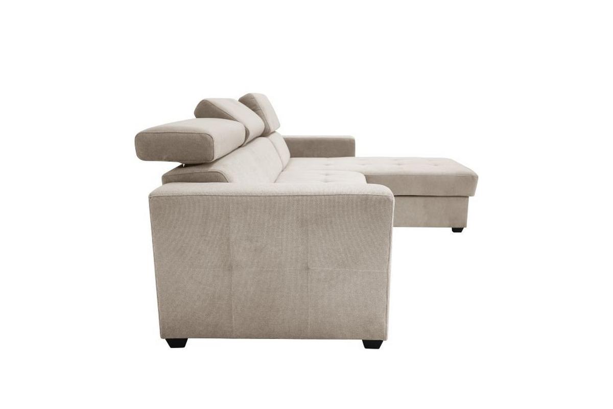 Rohová sedačka MARCO, oboustranná, béžový velur - černá/béžová, Konvenční, kov/dřevo (238/78-94/170cm)