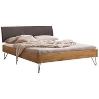 Bett Lugano, Wildeiche 140x200 Cm - Wildeiche/Dunkelgrau, MODERN, Holz/Textil (140/200cm) - Hasena