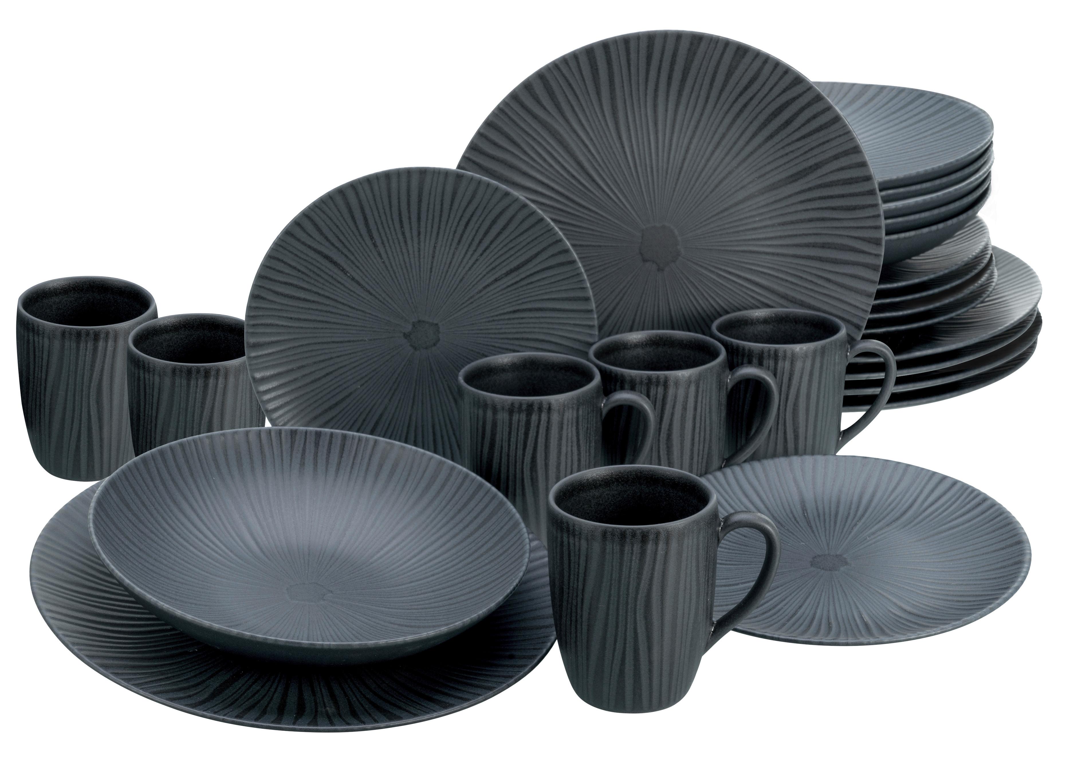 Kombiservice Vesuvio 24-tlg. Keramik, Anthrazit - Anthrazit, Keramik - Creatable