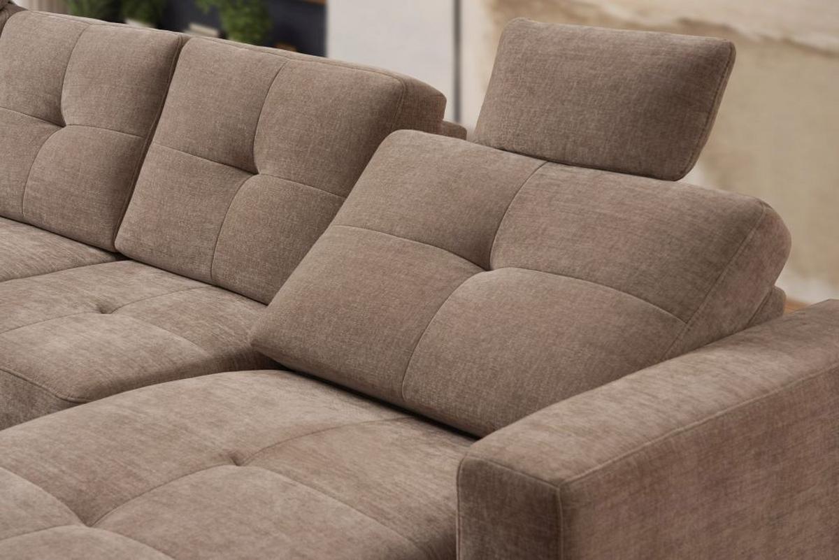 Sedacia súprava do U VARESE, ľavá, sivohnedá ženilka - farba duba/taupe, Modern, drevo/textil (222/318/164cm) - James Wood