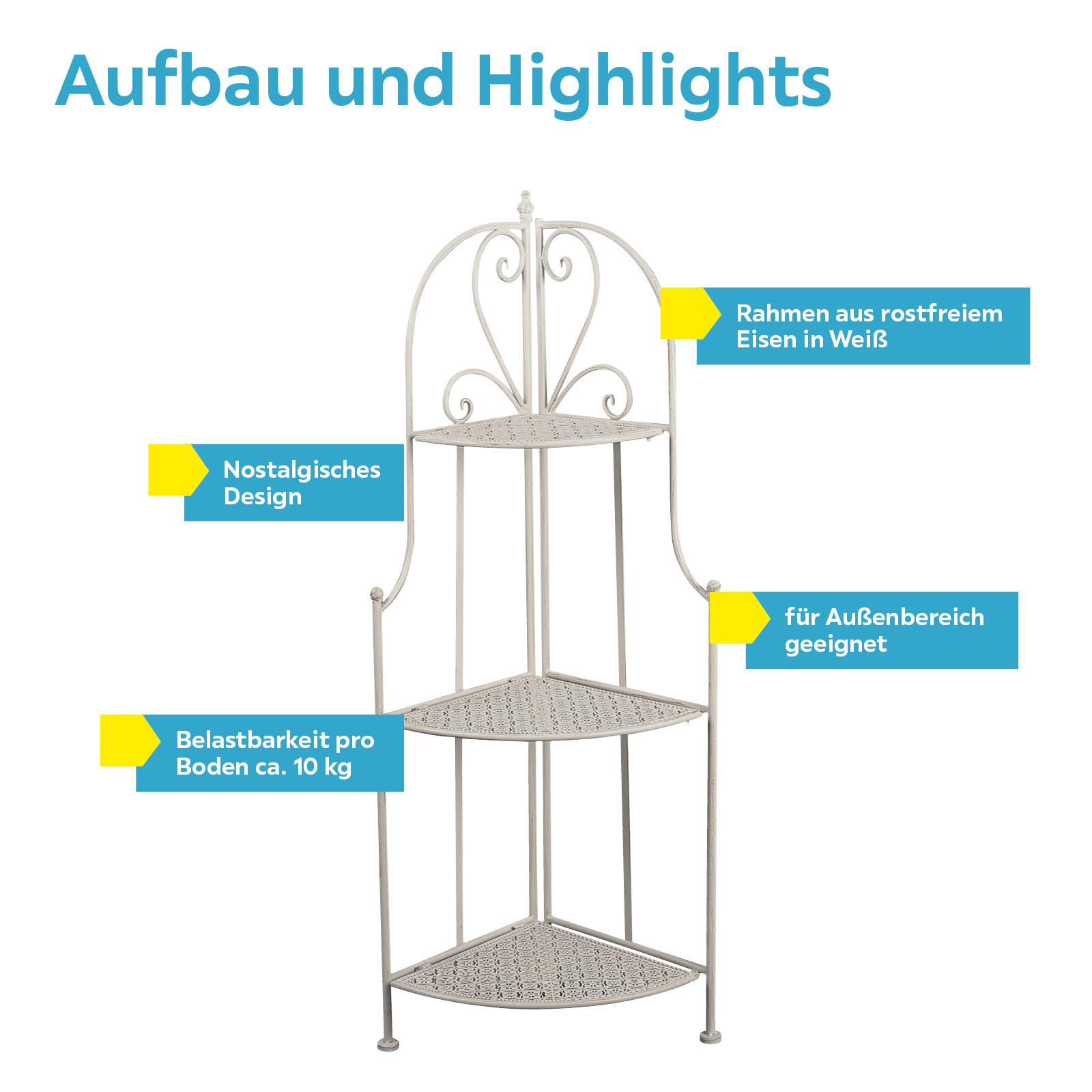 Regal Aus Eisen Nadim 2 B 34cm, Weiß - Weiß, MODERN, Metall (34/120/47cm)