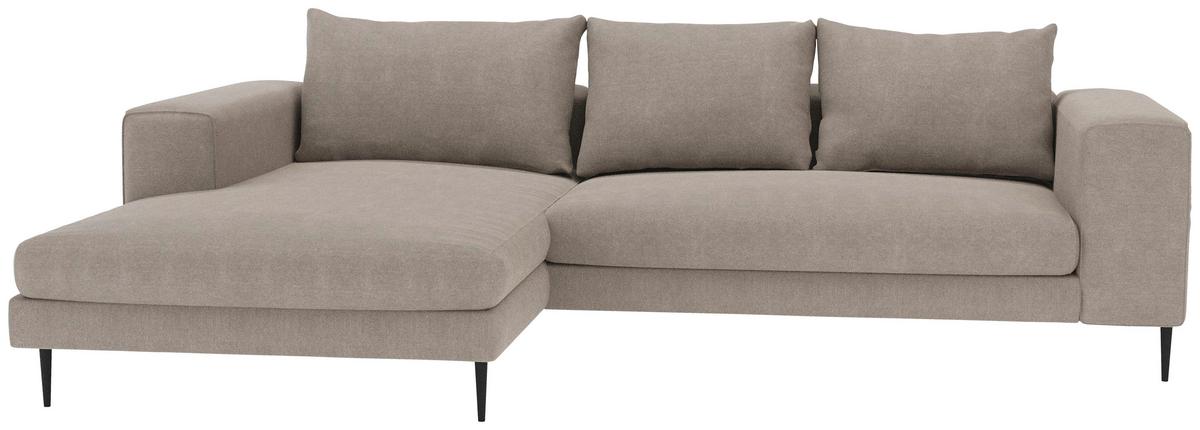 Ecksofa Aurora Ii - Taupe/Schwarz, MODERN, Textil (170/325cm) - Trendmanufaktur