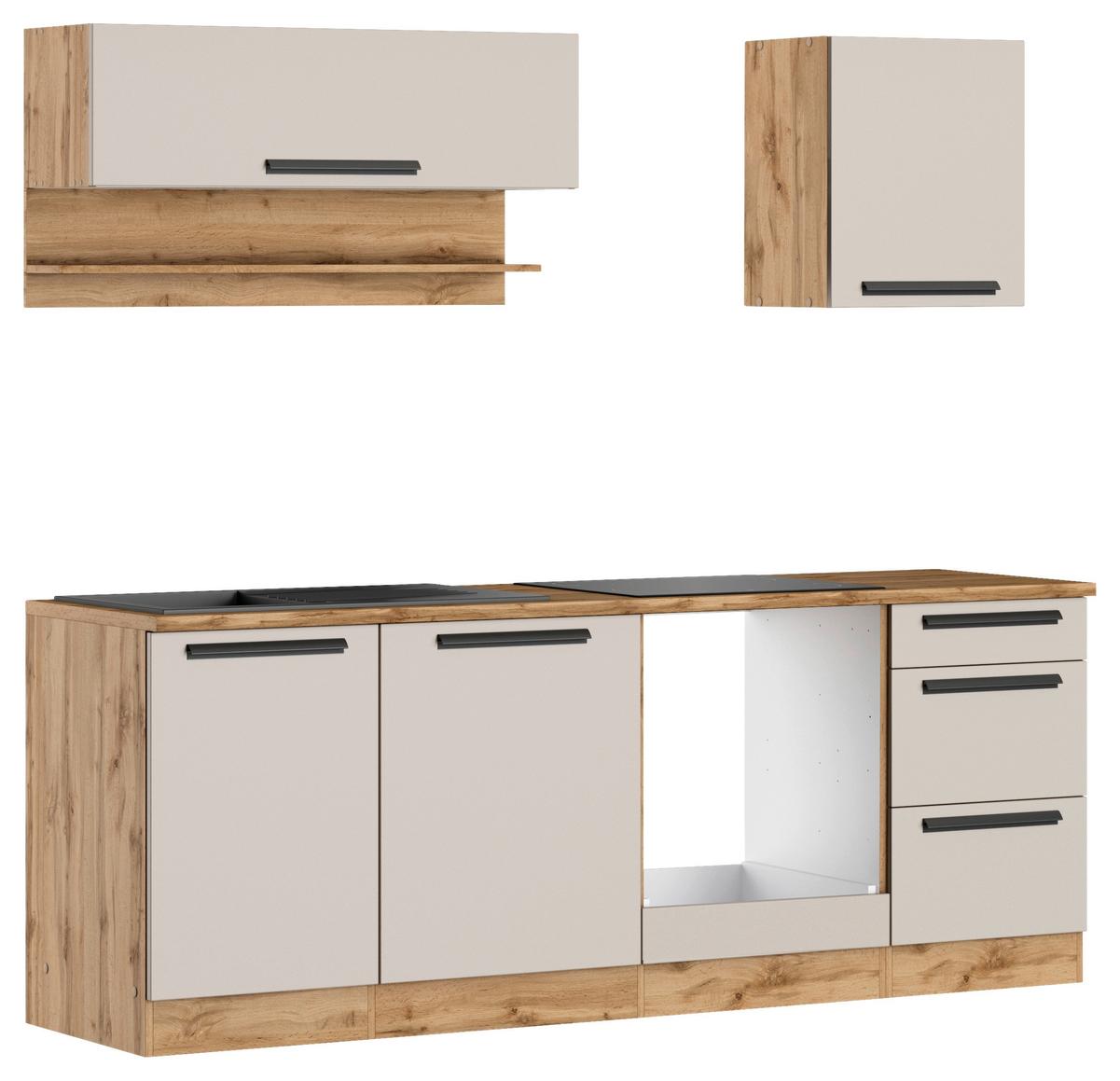 Küchenleerblock Aveiro Kaschmir/Eiche Wotan B: 220cm - Kaschmir/Eiche Wotan, Trend, Holzwerkstoff (220cm) - Held