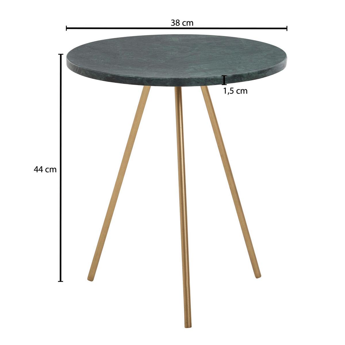 Príručný stolík WOHNLING zelený - zlatá/zelená, Modern, kov/kameň (38/38/44cm) - MID.YOU