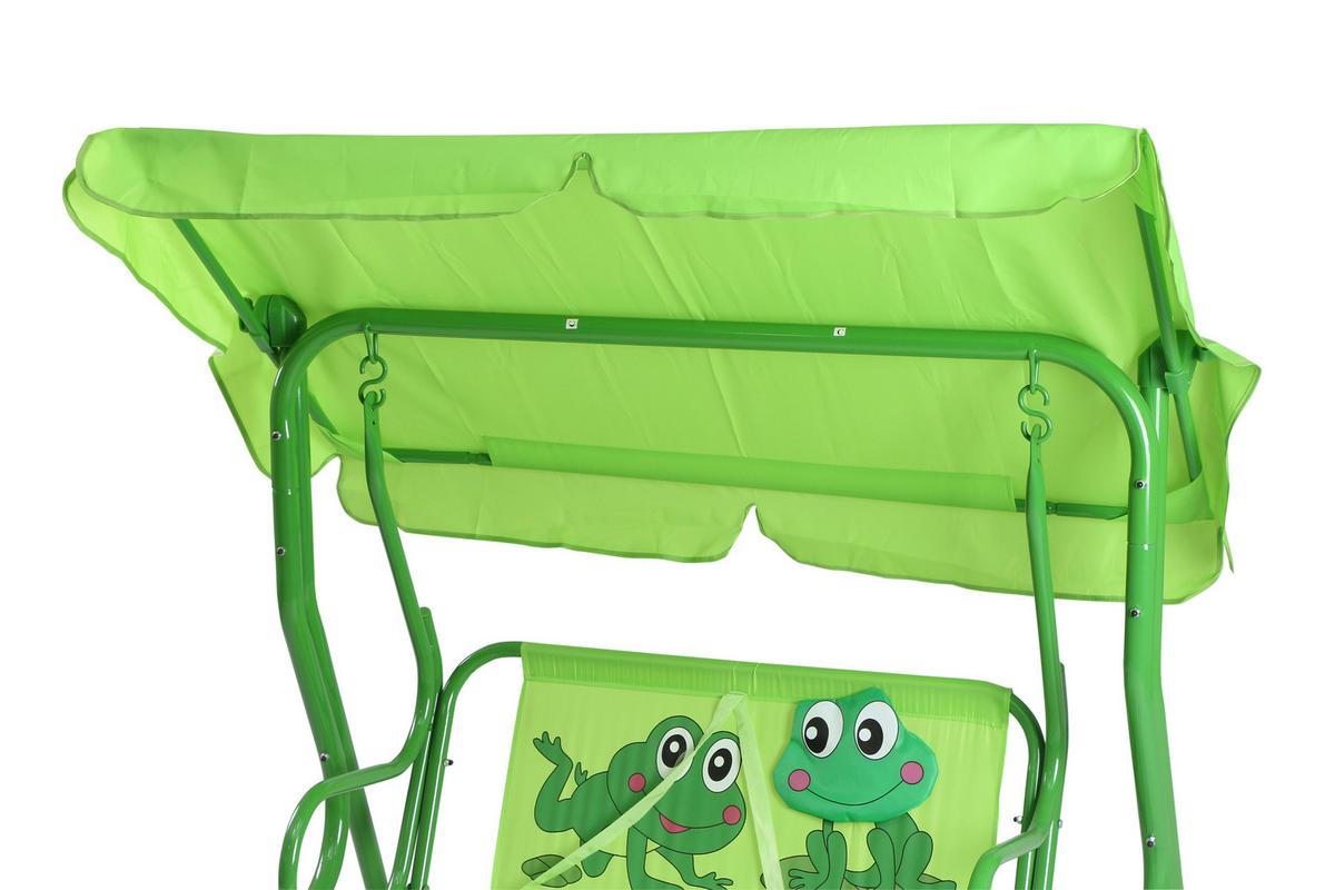 Kinder-hollywoodschaukel Stahl, Grün - Grün, MODERN, Textil/Metall (115/118/75cm) - Siena Garden