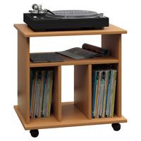 Schallplattenregal mit Rollen Retal 60 cm Buche Dekor - Buchefarben, Basics, Holzwerkstoff (60/59/45cm) - MID.YOU