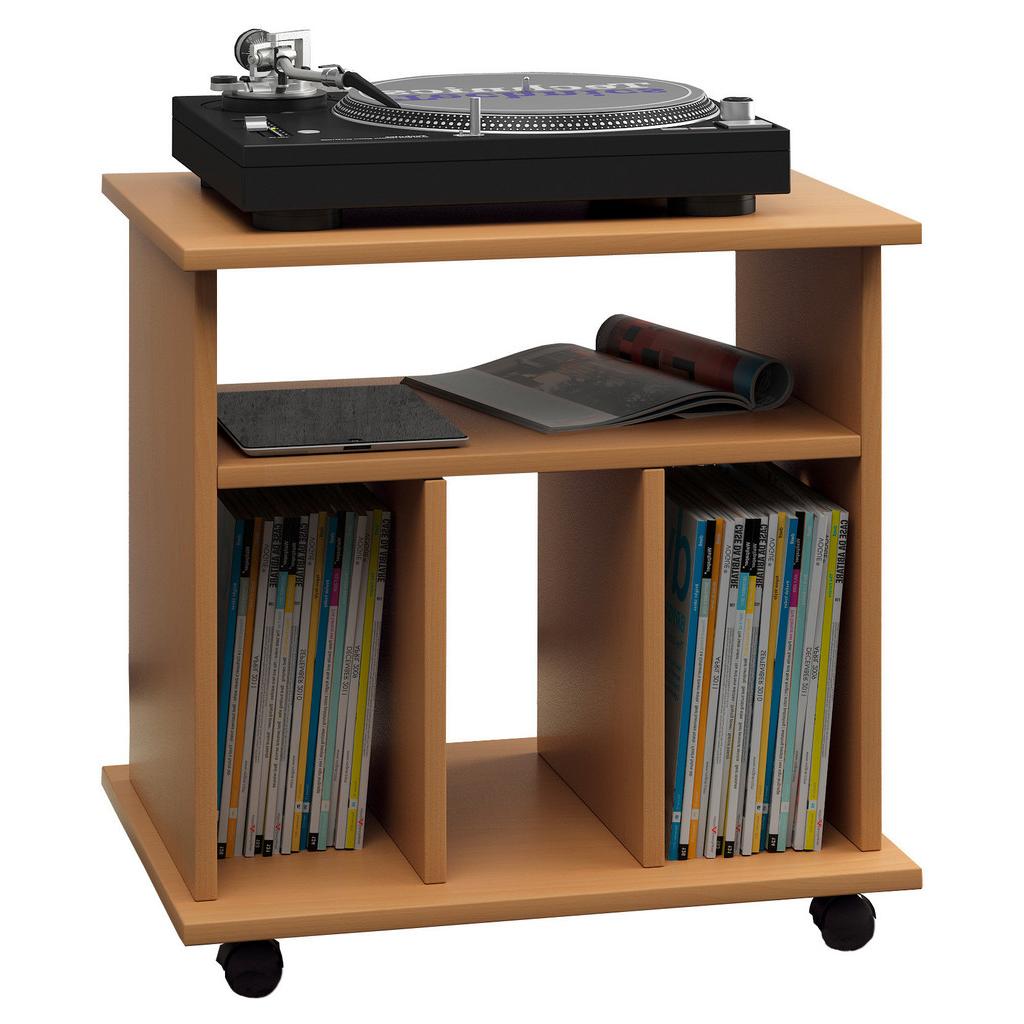 Schallplattenregal mit Rollen Retal 60 cm Buche Dekor