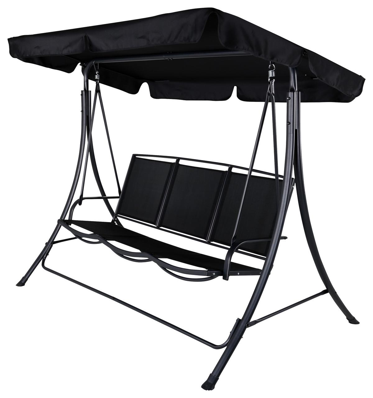 Hollywoodschaukel Madras - Schwarz, KONVENTIONELL, Textil/Metall (203/160/122cm) - Gardenson