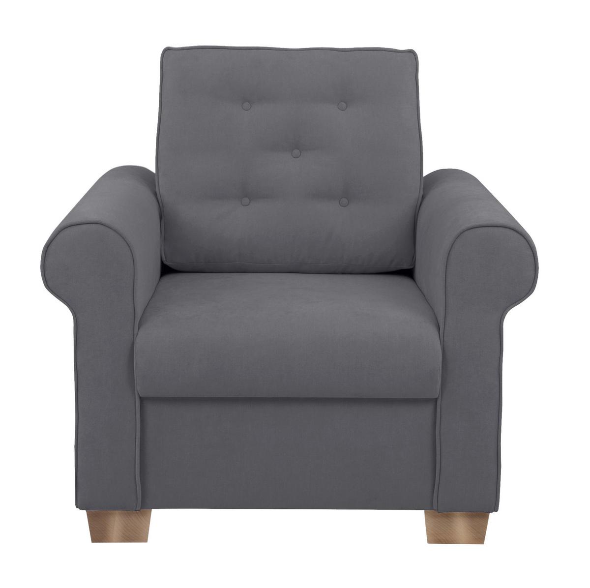 Sessel Arles, Dunkelgrau 23 B: 93 Cm - Dunkelgrau/Buchefarben, Design, Textil (93/89/82cm) - MID.YOU